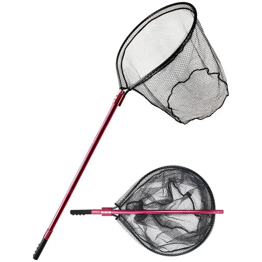 Extra Large Fishing Landing Net 7294 Heavy Duty Telescopic Aluminum Handle, SnagFree Rubber Mesh for Saltwater Boat, Net Hoop 28