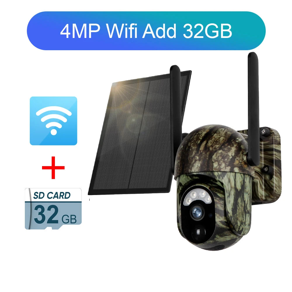 Ubox 4G SIM Solar Security Camera WiFi Outdoor Surveillance Camera Cellular Trail Cam Color Night Vision Human/Animal Detection