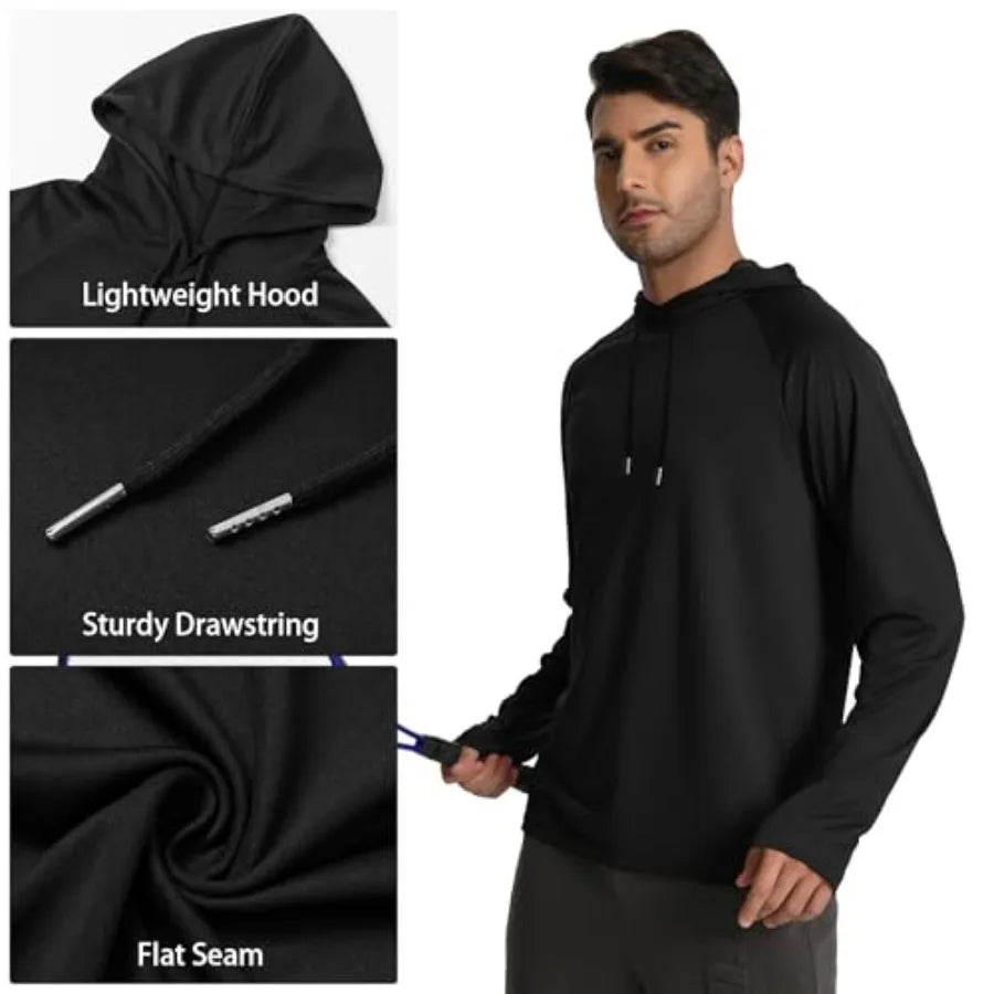 HovSiyla 5 Pack Men's Fishing Shirts Long Sleeve UPF Sun Protection Hoodie Lightweight Hiking Running Swimming Athletic Shirt