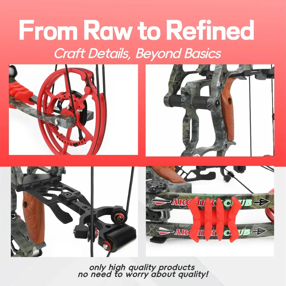 30-60lbs Archery Compound Dual-use Bow Right Hand 19" Axle Hunting Steel Ball 420FPS Let off 80%  Car Outdoor Target Shooting
