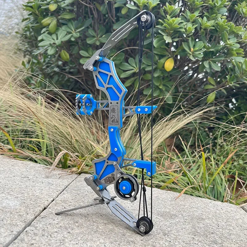 Compound Mini Bow 12lbs 12pcs Arrows Stainless Steel 20-30m Range Small Pulley Bow for Indoor Outdoor Entertainment Gift