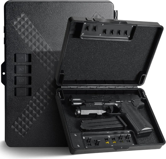 Portable Gun Case with TSA Lock, Quick Access Handgun Safe for Bedside and Car Storage