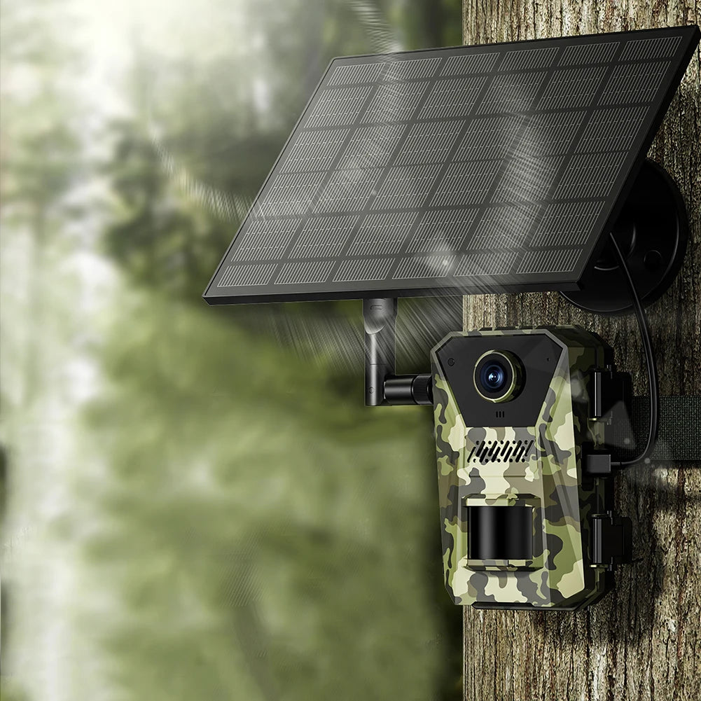 Solar Powered Infrared Outdoor Trail Camera Waterproof Game Wildlife Cam Live Video Game Camera for Outdoor Monitoring