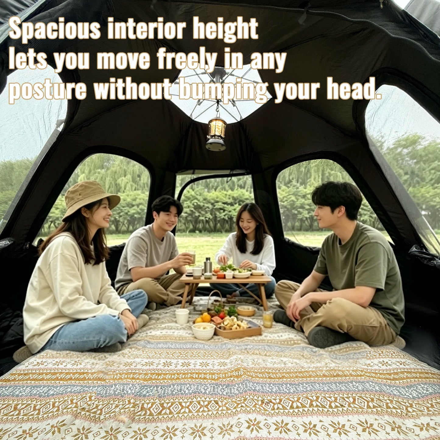 PAKICETUS Dome Camping Tent 2-5 Person Instant Setup 1 Minute Easy Assembly Double Doors Lightweight Portable Backpacking Tent for Outdoor Hiking Travel
