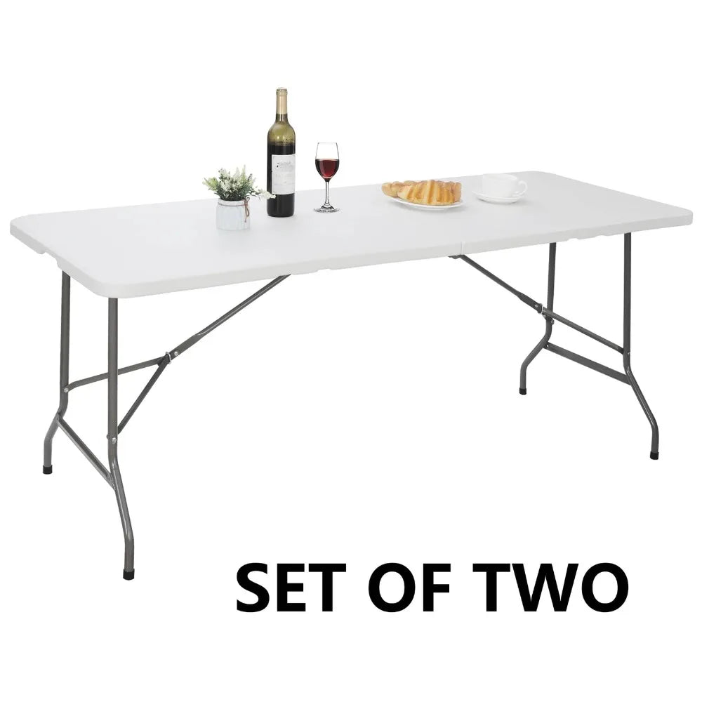 Pack of 2 6ft Folding Table Portable Plastic Indoor Outdoor Picnic Camp Dining White