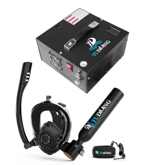 Portable Diving Lung Air Tank for Snorkeling: 0.5L Mini Scuba Tank Aluminum Alloy Black Max 3000 PSI DOT Certified Underwater B