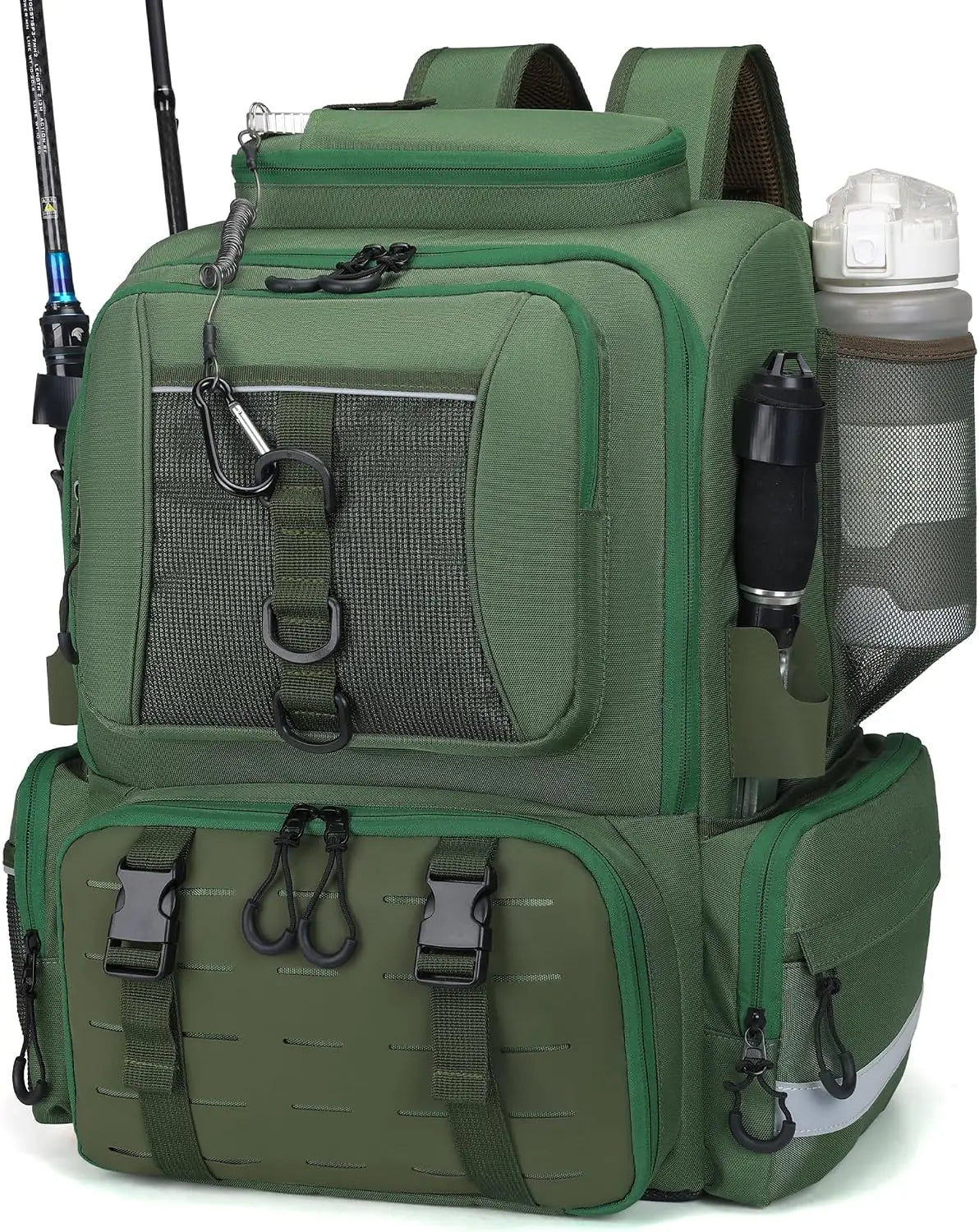 42L Large Capacity Fishing Tackle Backpack With Detachable Tackle Boxes Multi Compartment Storage Bag Durable Fabric For Lure Fishing Shore Angling Camping Hiking Road Trip Outdoor Travel Gear Organizer