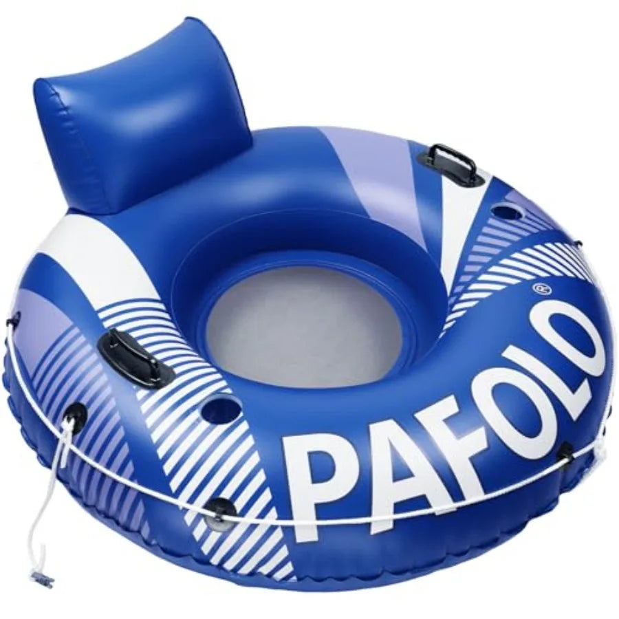 Pool Float Adult, Inflatable River Tube Float, River Tubes for Floating Heavy Duty with Mesh Bottom, Comfortable Backrest and 2