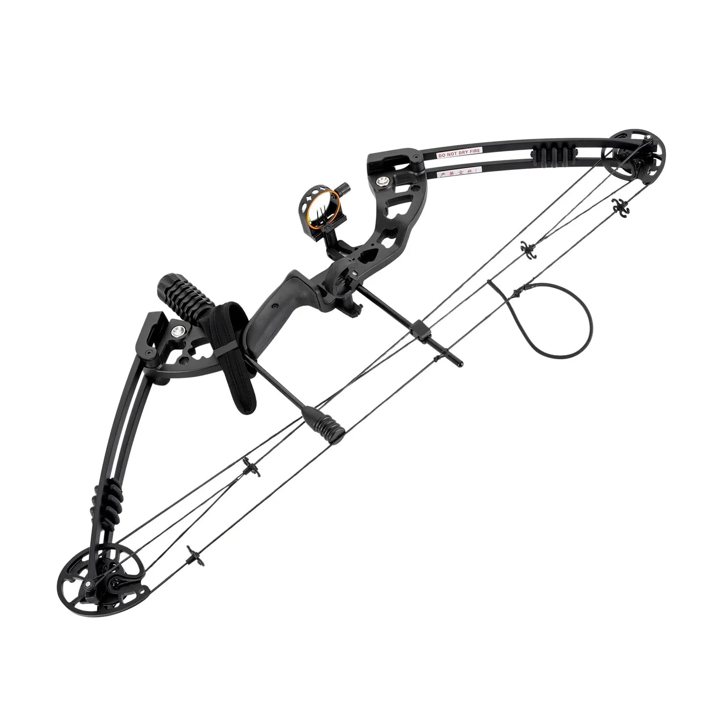Compound Bow for Adults, Right Hand, Hunting Kit: 3 Pin Lighted Sight, Rest, Quiver, String Stop, Stabilizer, Shock Absorption