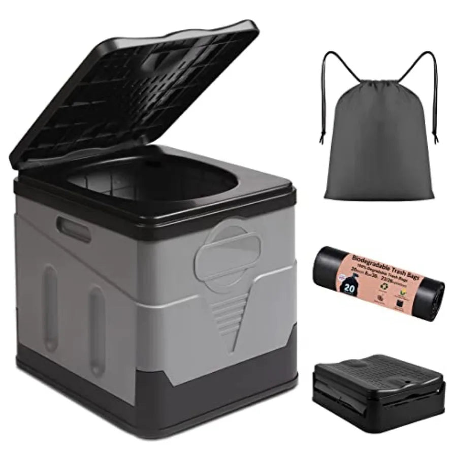 Portable Toilet Camping Toilets for Car Indoor Outdoor Commode Foldable Travel Potty for Camping, Tent, Hiking, Boating, Long R
