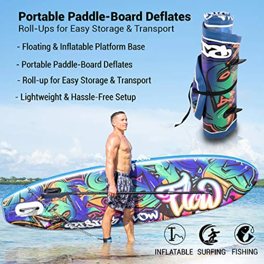 Inflatable Stand Up Paddle Board for outdoor water sports PVC material blue wide stable design with non-slip EVA deck pad 350 l