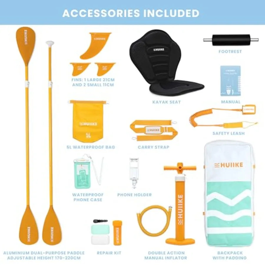Inflatable Paddle Board for Adults with Accessories Included, Oar, Fins, Pump. Stand Up Paddleboard Great Stability and Resista