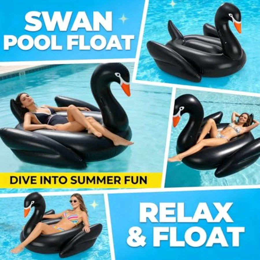 Adult Heavy Duty 70 Black Swan Pool Float for Swimming Pool Lounger Beach Party Outdoor Water Play Durable Material Ideal for P