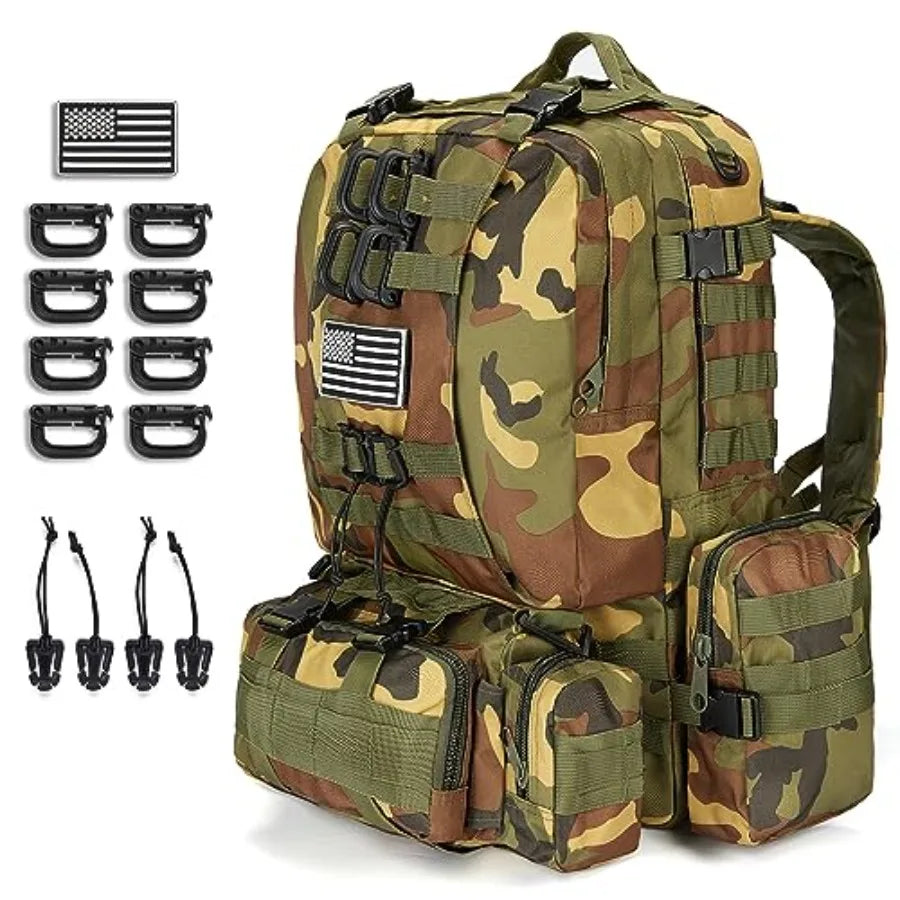 Large Military Tactical Backpack for Men, 40-50L Backpacks for Women, Bug out Bag 3 Days Pack Bags Rucksack with Molle System