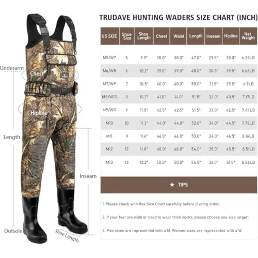 Chest Waders for Men and Women Waterproof, Fishing Neoprene Waders, Hunting Waders with Boots
