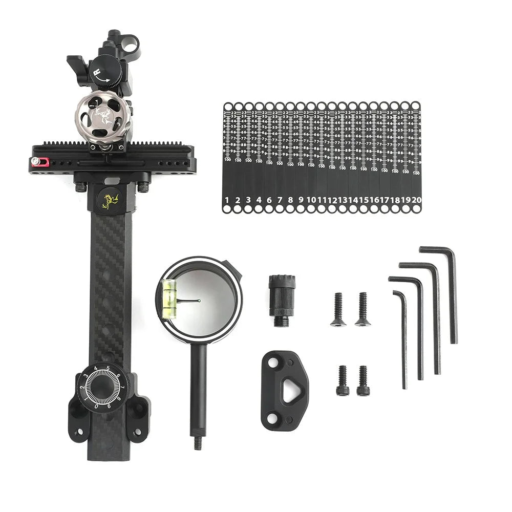 Archery Compound Bow Single Pin Sight Carbon Rod Design Optional 4/6/8X Lens High Precision Aiming Sight For Target Hunting Shooting Accessories