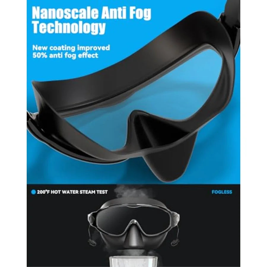 Swim Goggles with Nose Cover for Adults, 2 Pack Wide View Swimming Goggles Anti-Fog/UV No Leak for Men and Women