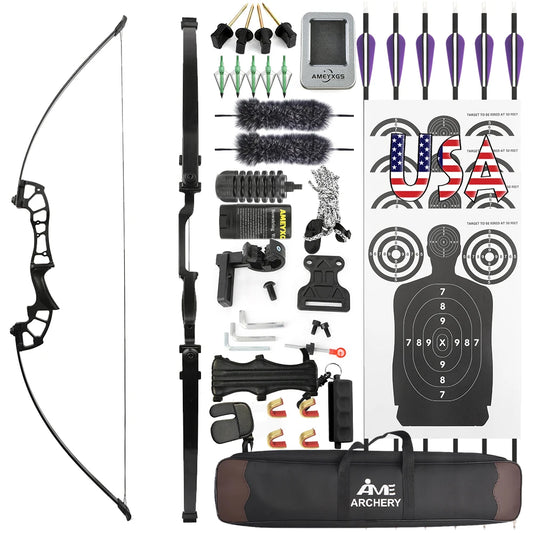 Archery Straight Pull Bow Set 40/50Lbs Recurve Bow Takedown Bow Right Hand for Outdoor Shooting Target Practice Hunting