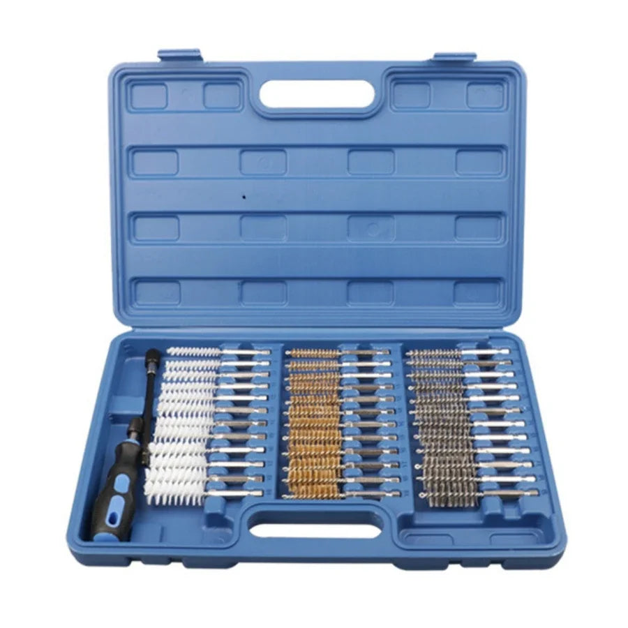 38PCS/Set Hexagon Handle Cleaning Tube Brush Aluminum Alloy Handle Steel Wire Brush Metal Tool Tube Brush Set
