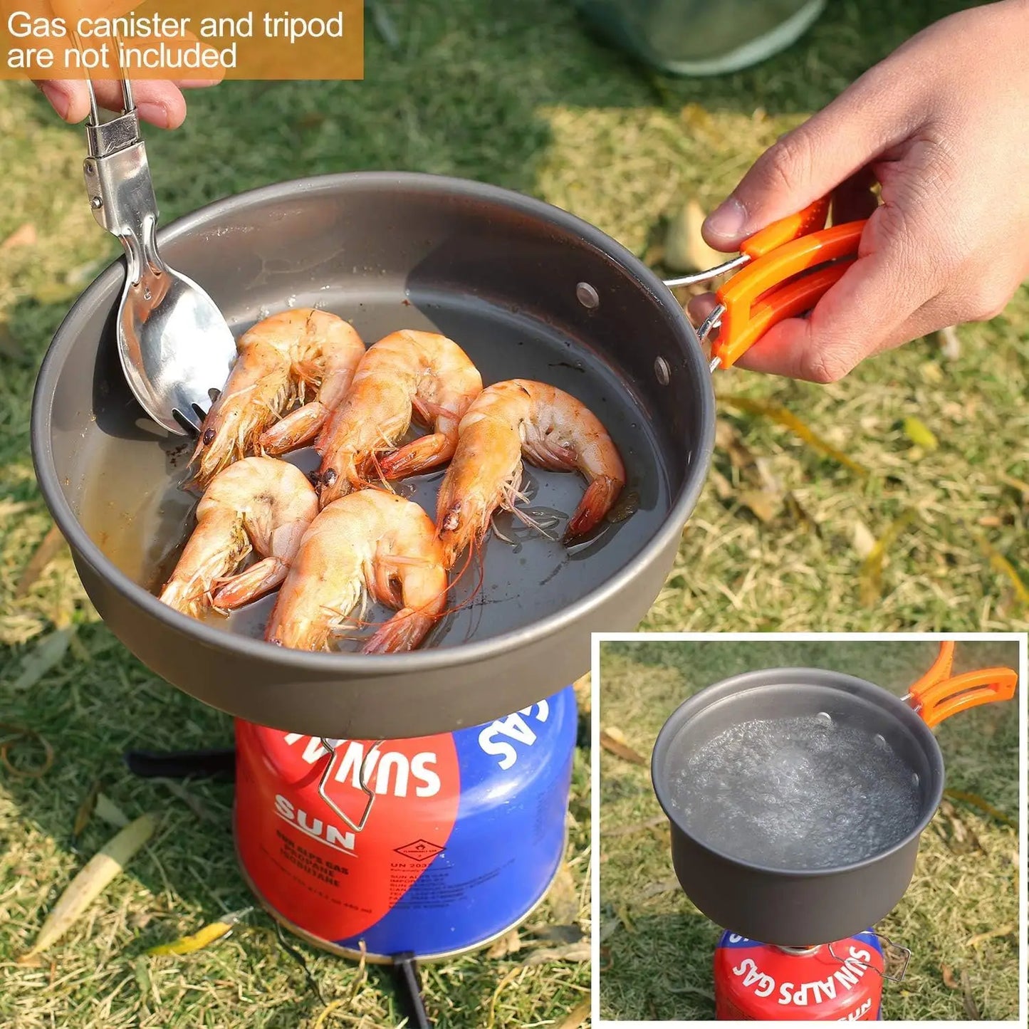 6-19 PCS Camping Cookware Mess Kit Lightweight Stackable Pot Pan Bowls with Storage Bag for Outdoor Cooking