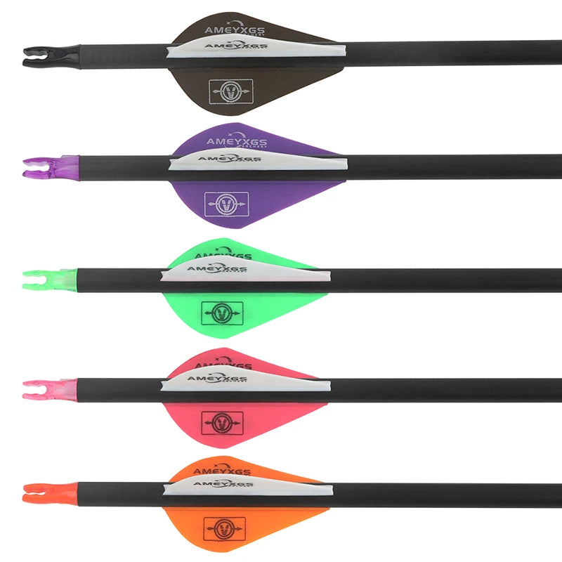 Carbon Arrows 12pcs 30'' SP300-400 ID6.2mm with 12pcs 100 Grain Broadheads and 12pcs Arrow Nocks for Compound Bow Hunting Target