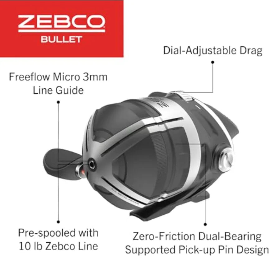 Bullet Spincast Fishing Reel with Durable AllMetal Construction and SolidBrass Pinion Gear for Reliable Performance in Freshwat
