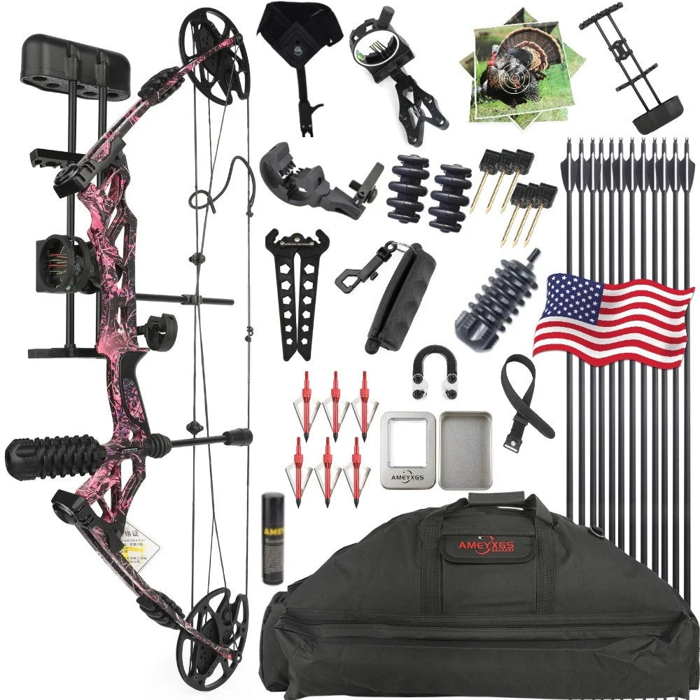 Compound Bow Arrows Set 30-70lbs High Strength Alloy Handle Let-off 80%  320FPS for Outdoor Shooting Hunting Sports