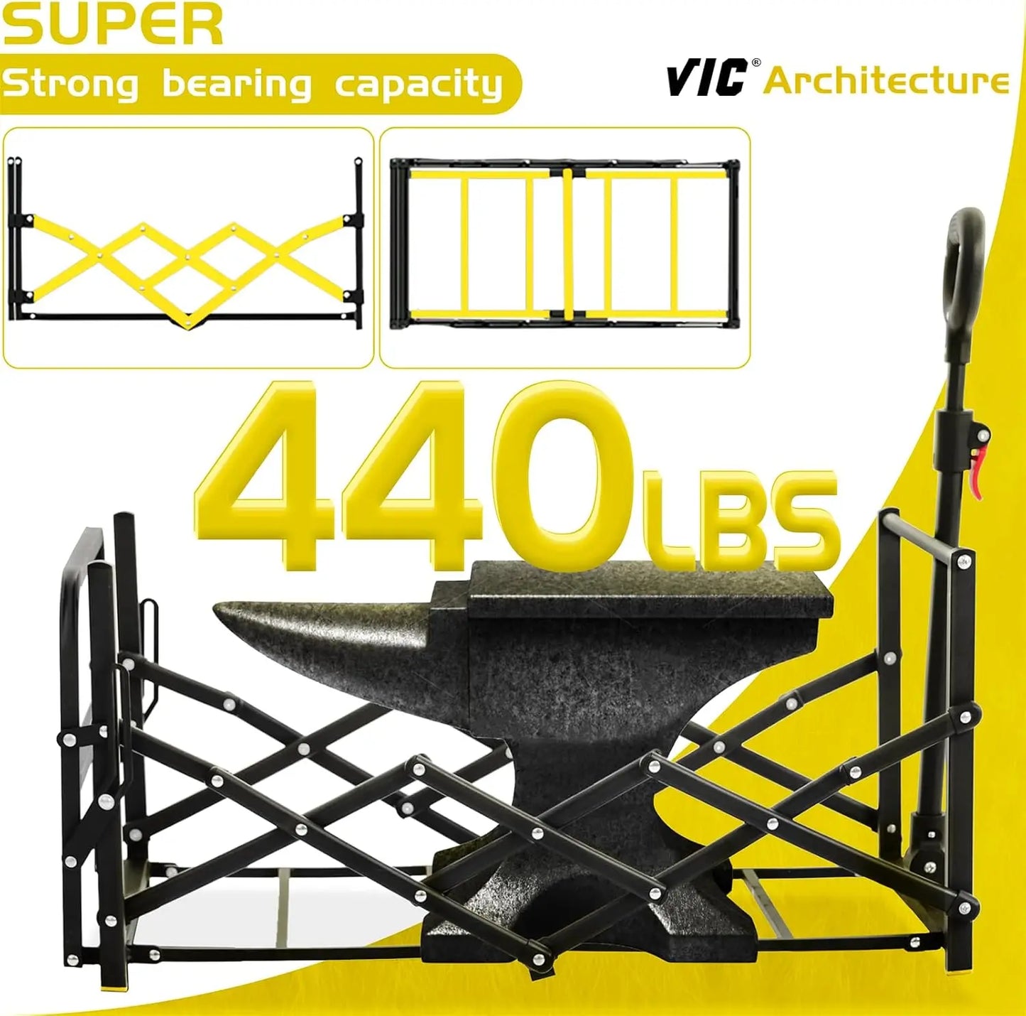 Collapsible Folding Wagon 440LBs Extra Long Extender Wagon Cart Beach Wagons Cart Heavy Duty 170L Foldable Utility Grocery Car w