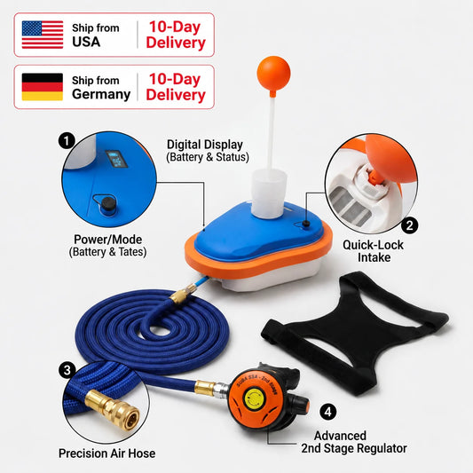 LieYu Waterproof Rechargeable Snorkeling Equipment Portable Tankless Scuba Diving Ventilator Underwater 45min Working 7m Depth Tankless Underwater Breathing System