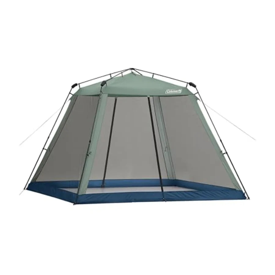 Portable screenhouse for outdoor picnics, events, parties, camping; polyester mesh fabric, beige color, 1-minute quick setup an