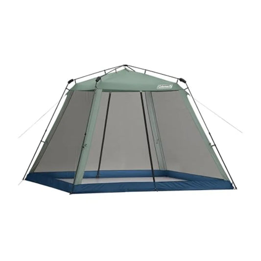 Portable screenhouse for outdoor picnics, events, parties, camping; polyester mesh fabric, beige color, 1-minute quick setup an
