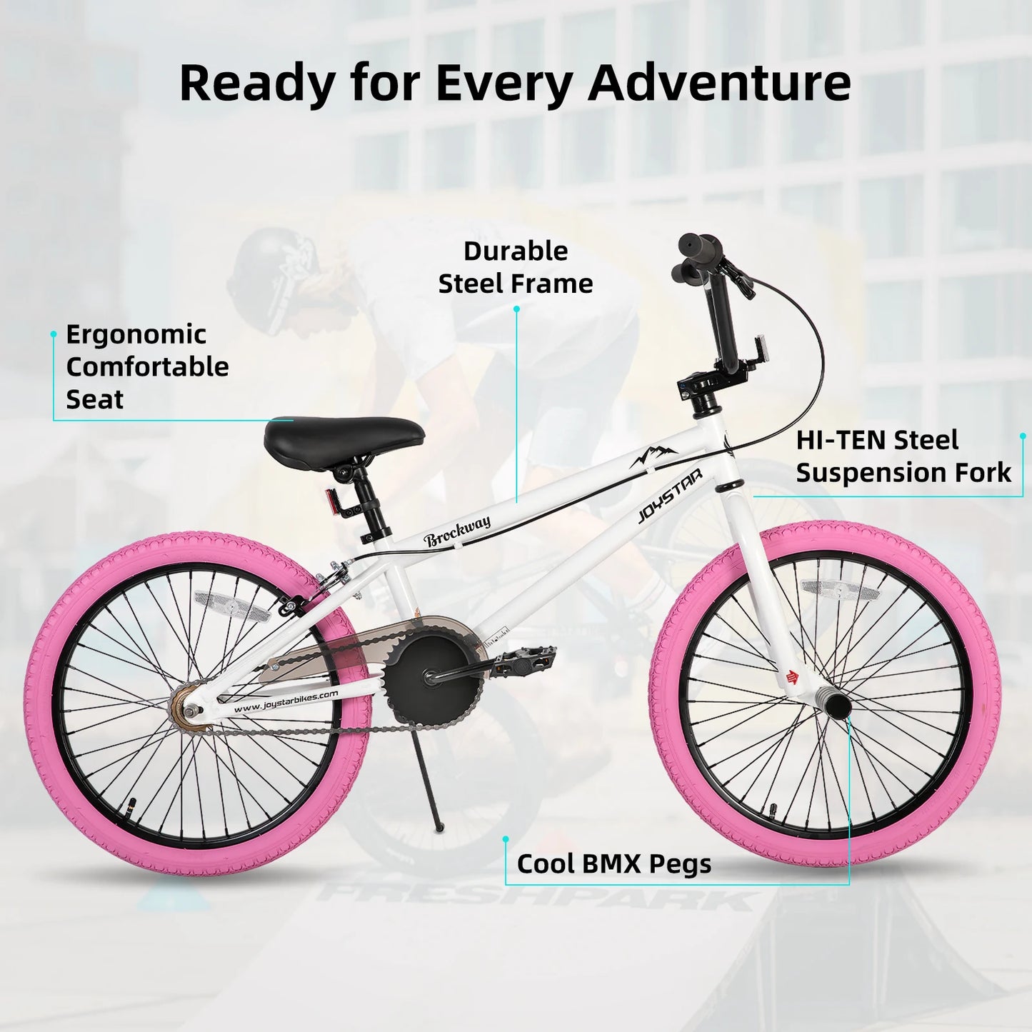 JOYSTAR Brockway Freestyle Kids BMX Bike 20" 24" Unisex Beginner Bicycles with 2 Pegs Multiple Colors for 6-12 Years Old