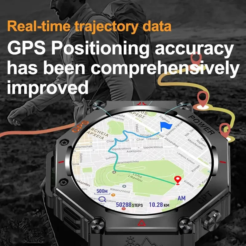 SENBONO Built-in GPS Smart Watch Men Bluetooth Call 3ATM Waterproof Military Sport Smartwatch With AI GPT Cpmpass Watch for Men