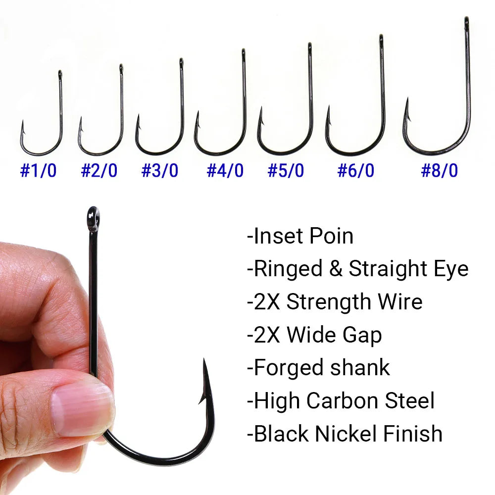 2X Strong Wide Gap Fishing Fly Tying Streamer Hooks for Pike/Bass/Musky/Saltwater  (Sabiki, Carnivore Big Game Streamer)