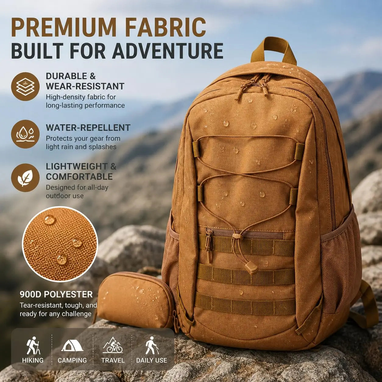 26L Waterproof Tactical Hiking Backpack For Men And Women Lightweight Laptop Travel Daypack Outdoor Camping