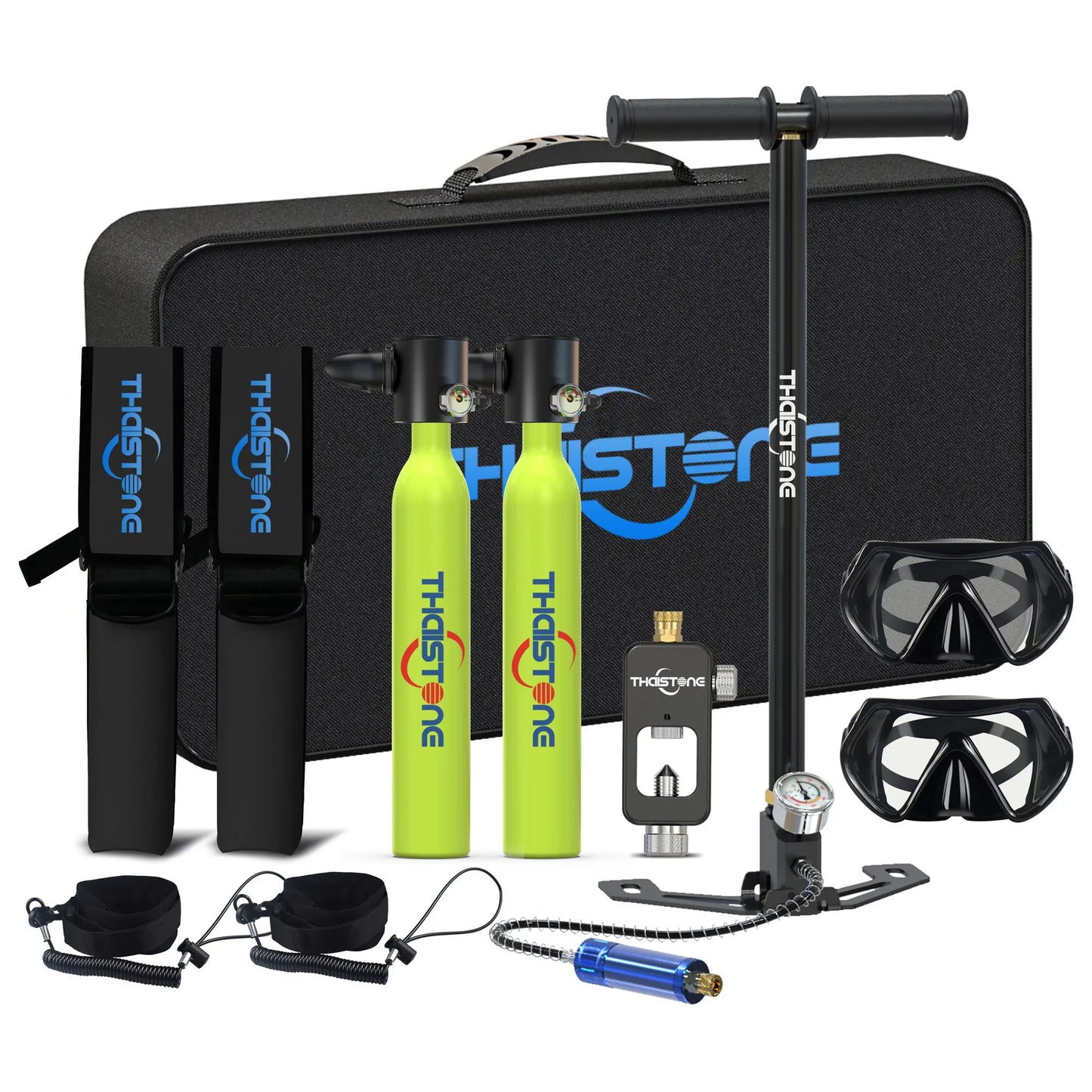 THAISTONE-2PC 0.5L Mini Scuba Tank with Hand Pump Diving Equipment Set