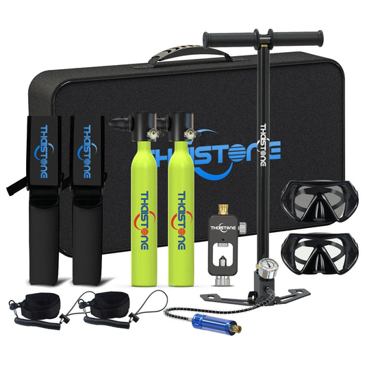 THAISTONE-2PC 0.5L Mini Scuba Tank with Hand Pump Diving Equipment Set