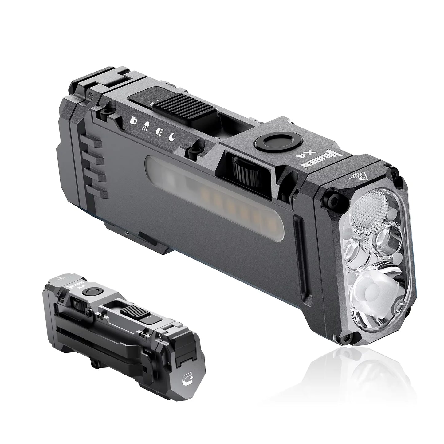 WUBEN X4 EDC Flat Flashlight with RGB Light, 1500 Lumens Mini Flashlight with Tactical Switch and Magnetic, IP68 Portable Pocket