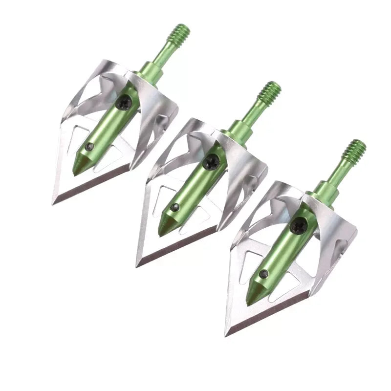 3XHunting Broadheads, 360 Cuting Archery Broadhead 100 Grain Screw-in Arrow Tip