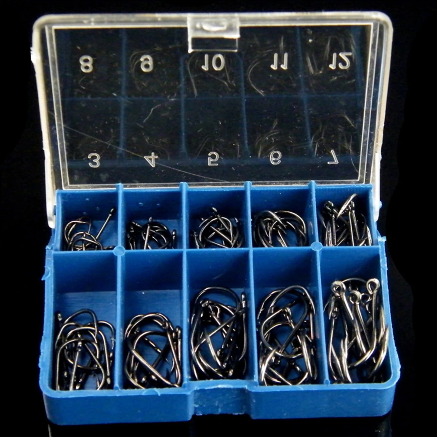 100pcs Iseama Fishing Hooks Size 3-12 Black with Loop High Carbon Steel for Wild Fishing Fly Fishing tools