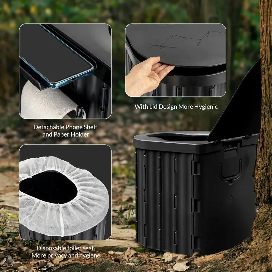 Camping Toilet with PopUp Privacy Tent, 12inch Toilet Seat, Outdoor Portable Folding Toilet Potty for Adults Load Capacity of 40