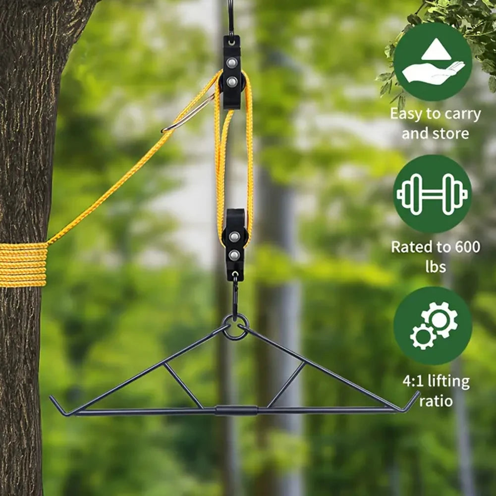 Max To 700 LBS Elk Hoist Pulley Lift System with Gambrel Hunting Game Hanging Kit for Deer Butcher Hunting Accessories Gift Set