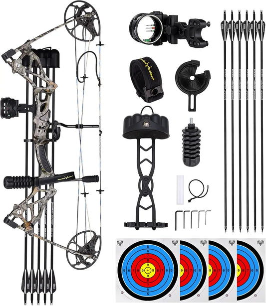 Lightweight Compound Bow and Archery Sets for Adults and Teens ，Right Hand Archery Compound Bows 0-70 lbs Draw Weight Adjustable
