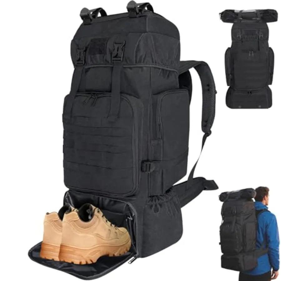 Hiking Backpack, 100L Large Camping Backpack, Expandable Waterproof MOLLE Rucksack, Outdoor Sport Travel Daypack Military Tacti