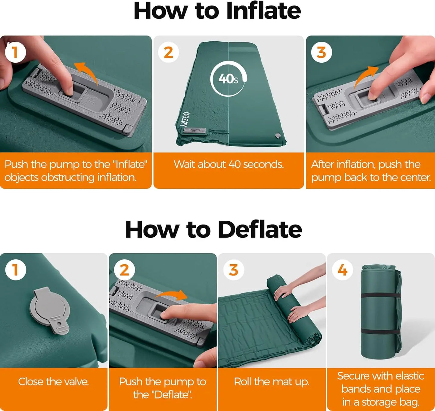 Self-Inflating Camping Pad with Electric Pump, 3.15" Thick Memory Foam, Built-in Pillow for All-Season Tent Travel