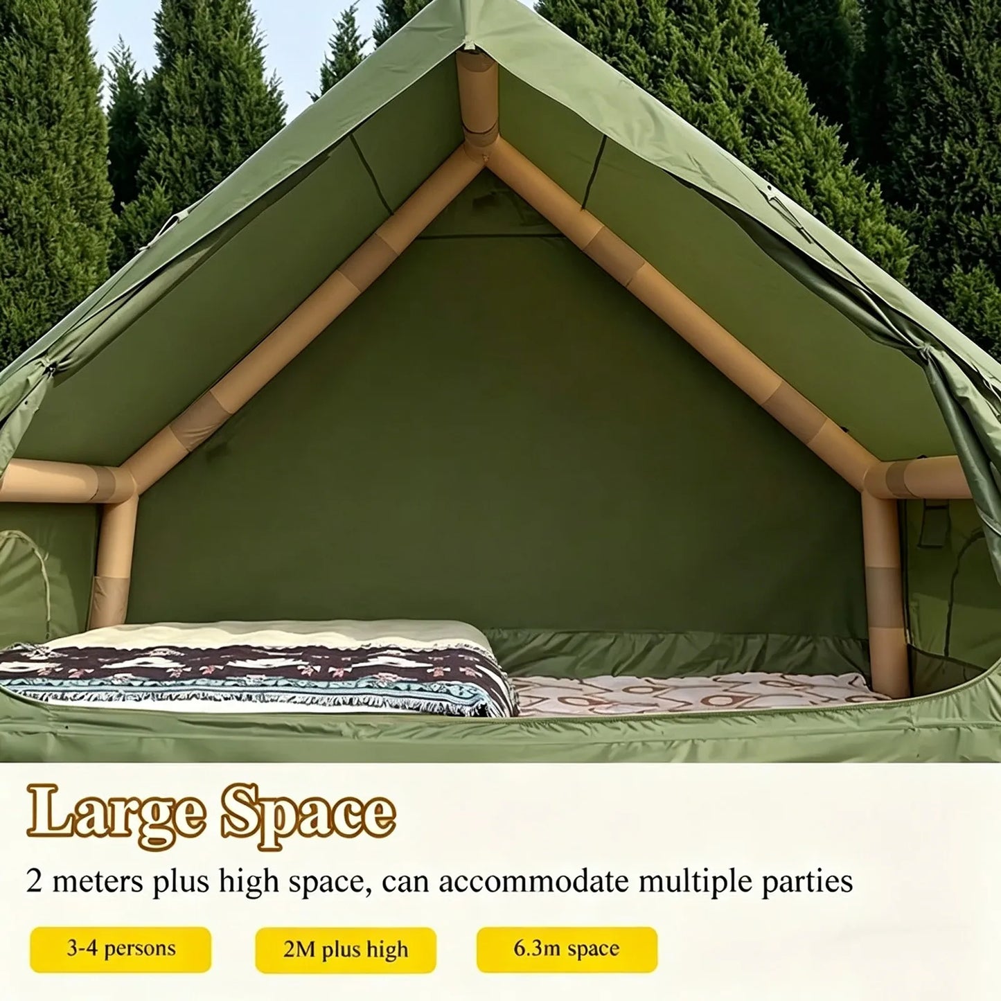 PAKICETUS Hunting Visualization Inflatable Camping Tent Glamping With Skylight Easy Setup Portable Tent With Storage Bag For 4-6 Person Family Outdoor Travel Party