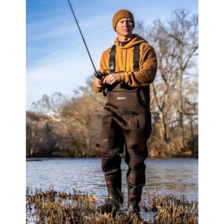 Neoprene Waders, Cleated Bootfoot Men Chest Waders, Waterproof Fishing and Hunting Neoprene Chest Waders