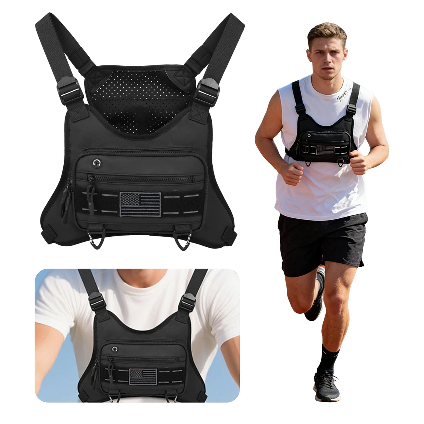 Chest Bag Anti-Theft Multi-Functional EDC Travel Chest Pack for Workouts Cycling Hiking Motorcycle Accessories