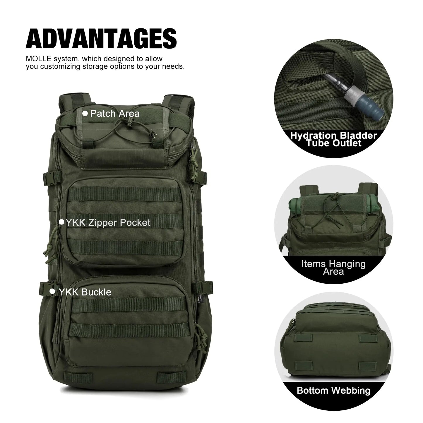 Tactical Backpack MOLLE Hiking Camping Travel Daypack 25L