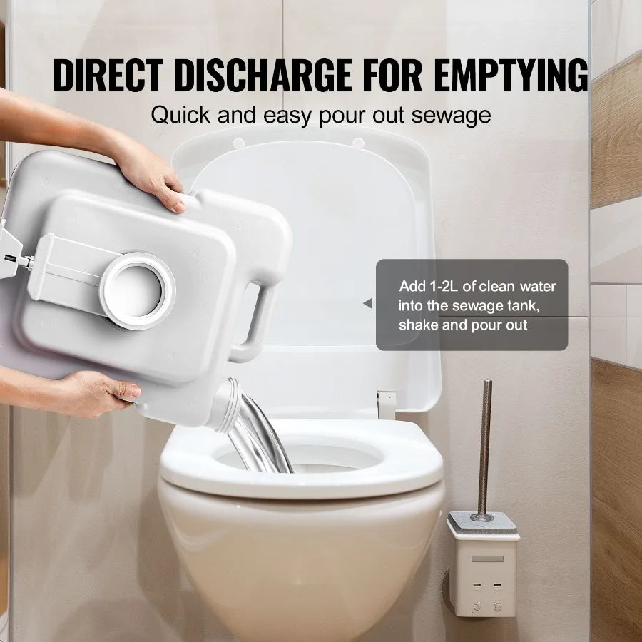 Portable Toilet for Camping with Carry Bag, RV Toilet with 3.2 Gal Waste Tank, Push-Button Pressurized Flush Commode, Leak-proo